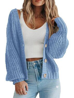 Cozy Chunky Knit Open Front Cardigan Sweater for Fall Outfits & Layering